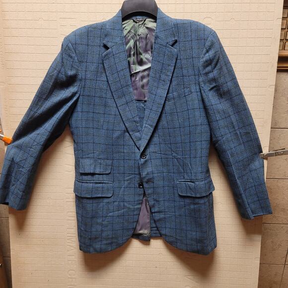 Vintage Other - Schwobilt Vintage men's wool blazer coat jacket Size Medium plaid Blue